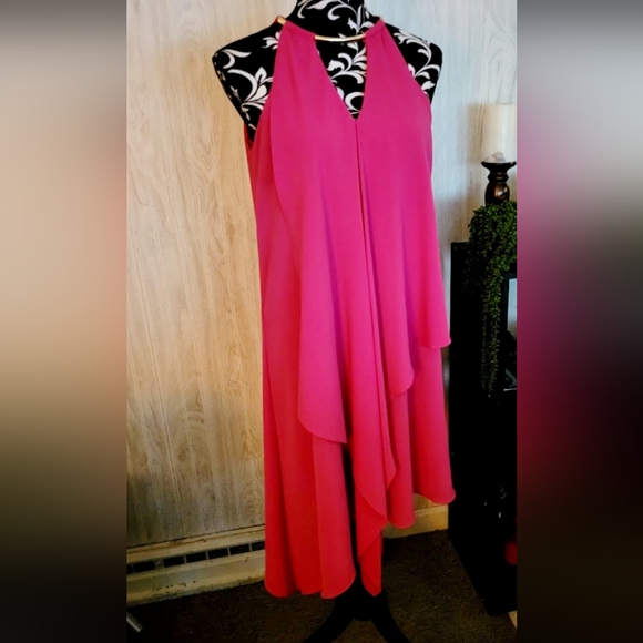 🩷 Kensie Size 8 Women's Draped Snake-Chain Keyhole Dress-ROSE - Picture 11 of 11